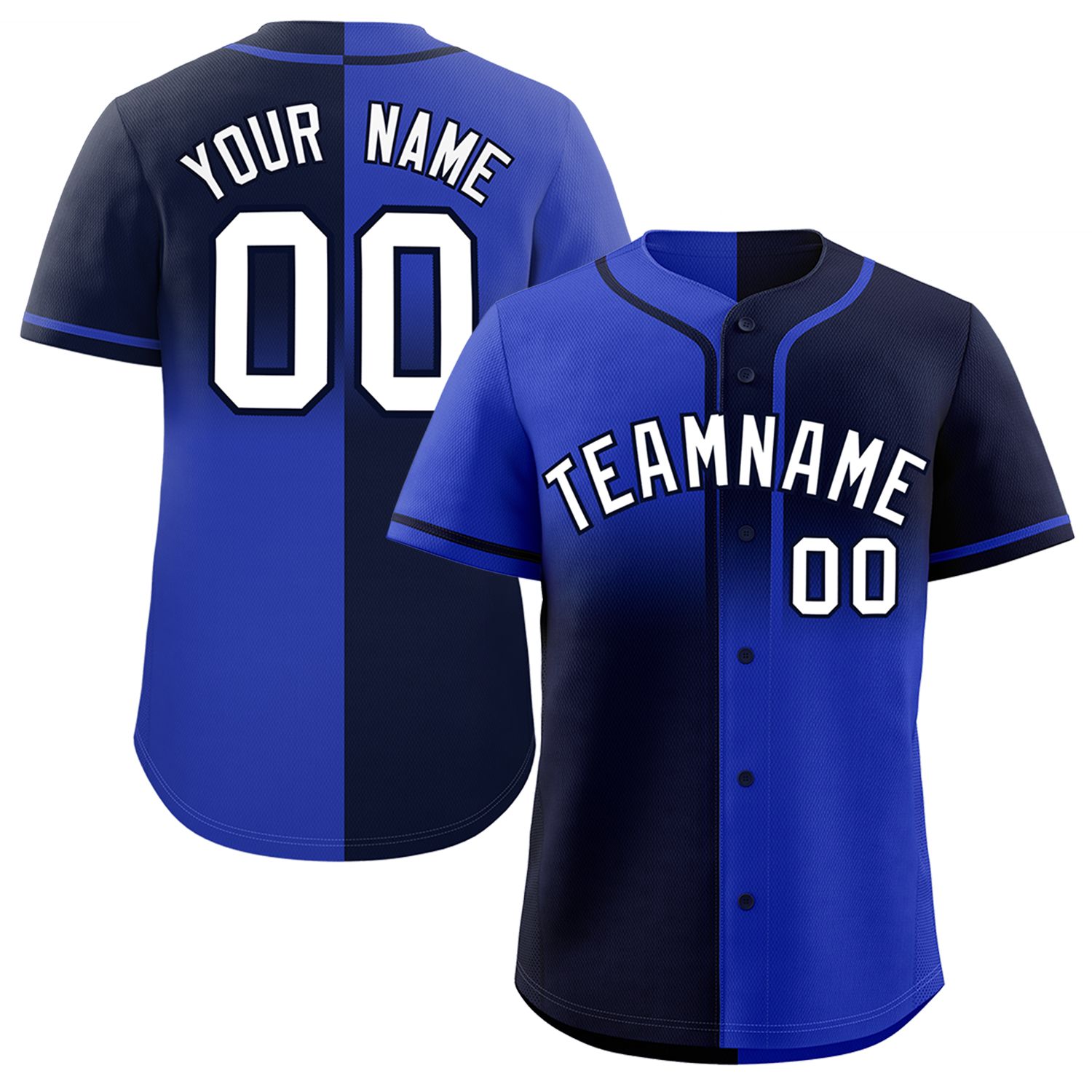 Custom Navy Royal Personalized Symmetrical Gradient Design Authentic Baseball Jersey