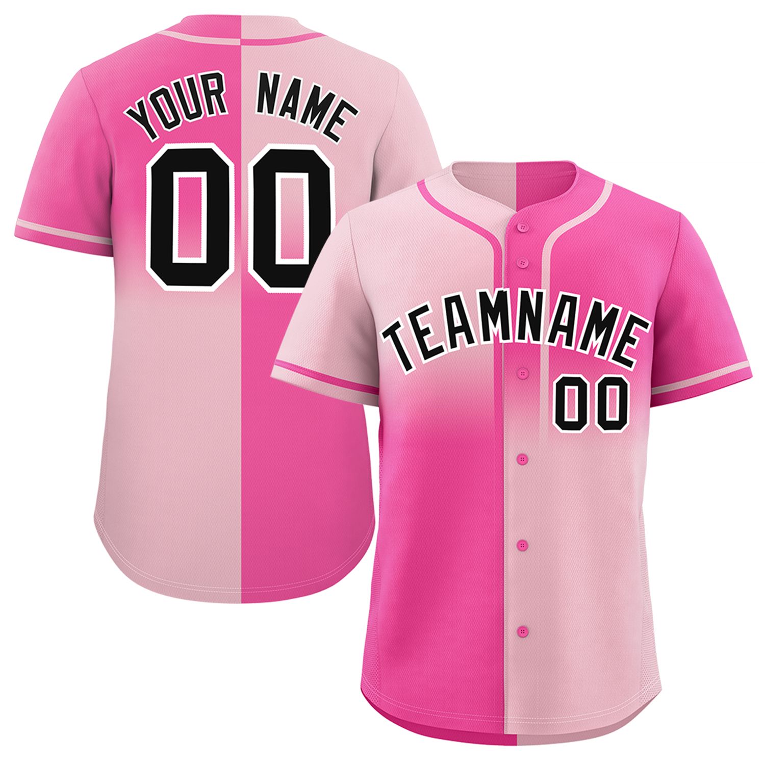 Custom Pink Light Pink Personalized Symmetrical Gradient Design Authentic Baseball Jersey