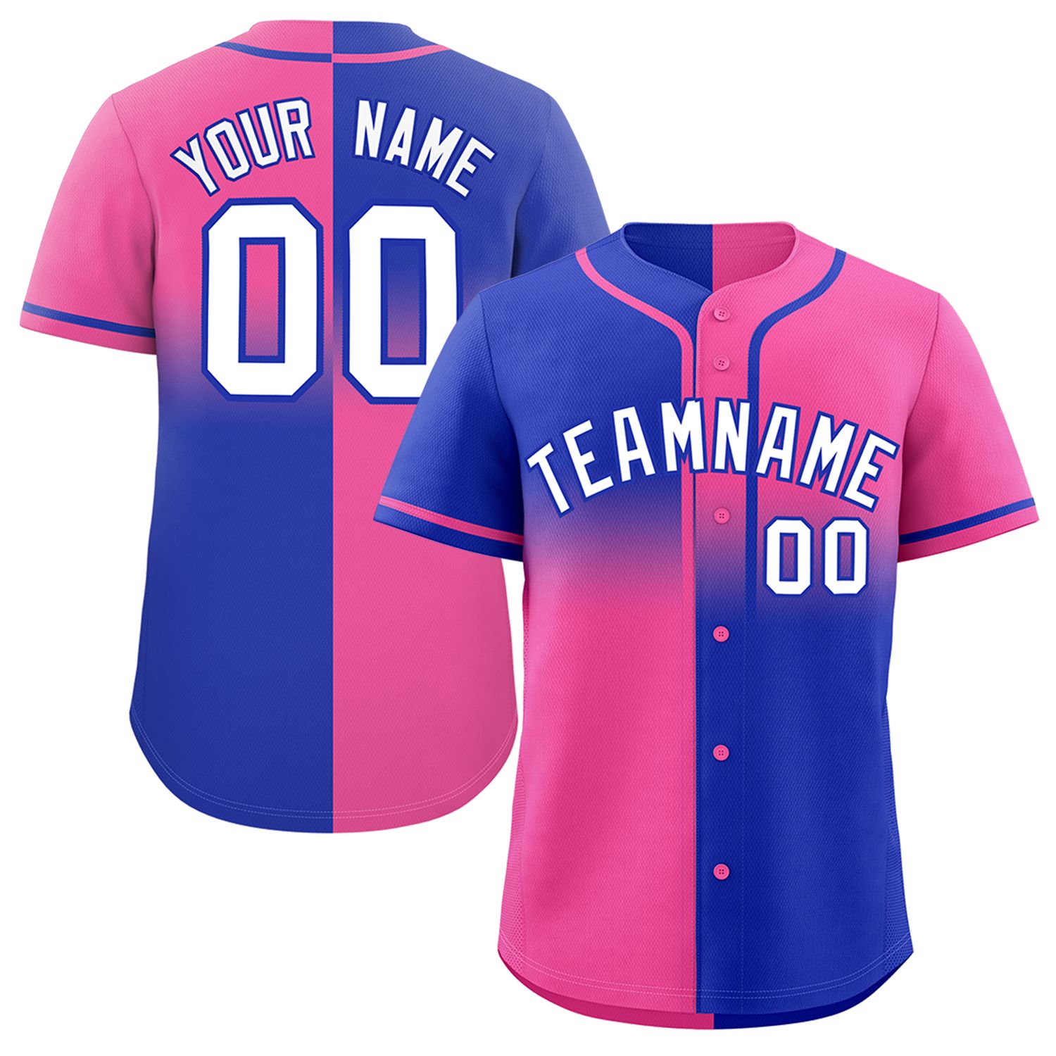 Custom Pink Royal Personalized Symmetrical Gradient Design Authentic Baseball Jersey