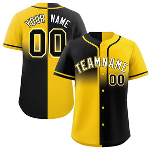 Custom Gold Black Personalized Symmetrical Gradient Design Authentic Baseball Jersey