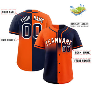 Custom Navy Orange Personalized Symmetrical Gradient Design Authentic Baseball Jersey