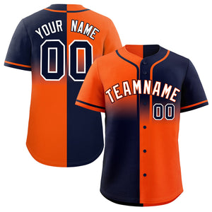 Custom Navy Orange Personalized Symmetrical Gradient Design Authentic Baseball Jersey