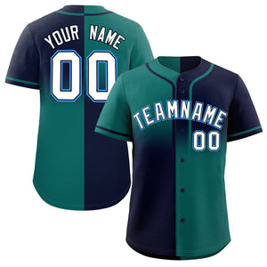 Custom Navy Aqua Personalized Symmetrical Gradient Design Authentic Baseball Jersey