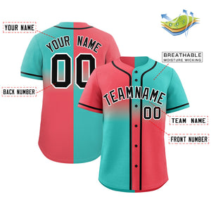 Custom Bright Green Light Red Personalized Symmetrical Gradient Design Authentic Baseball Jersey