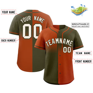 Custom Olive Texas Orange Personalized Symmetrical Gradient Design Authentic Baseball Jersey