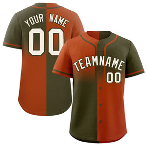 Custom Olive Texas Orange Personalized Symmetrical Gradient Design Authentic Baseball Jersey