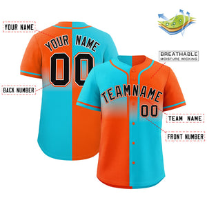 Custom Orange Sky Blue Personalized Symmetrical Gradient Design Authentic Baseball Jersey