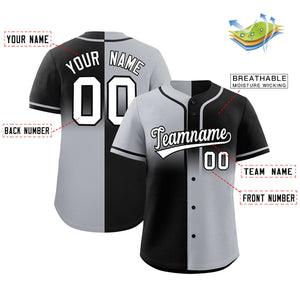 Custom Black Gray Personalized Symmetrical Gradient Design Authentic Baseball Jersey