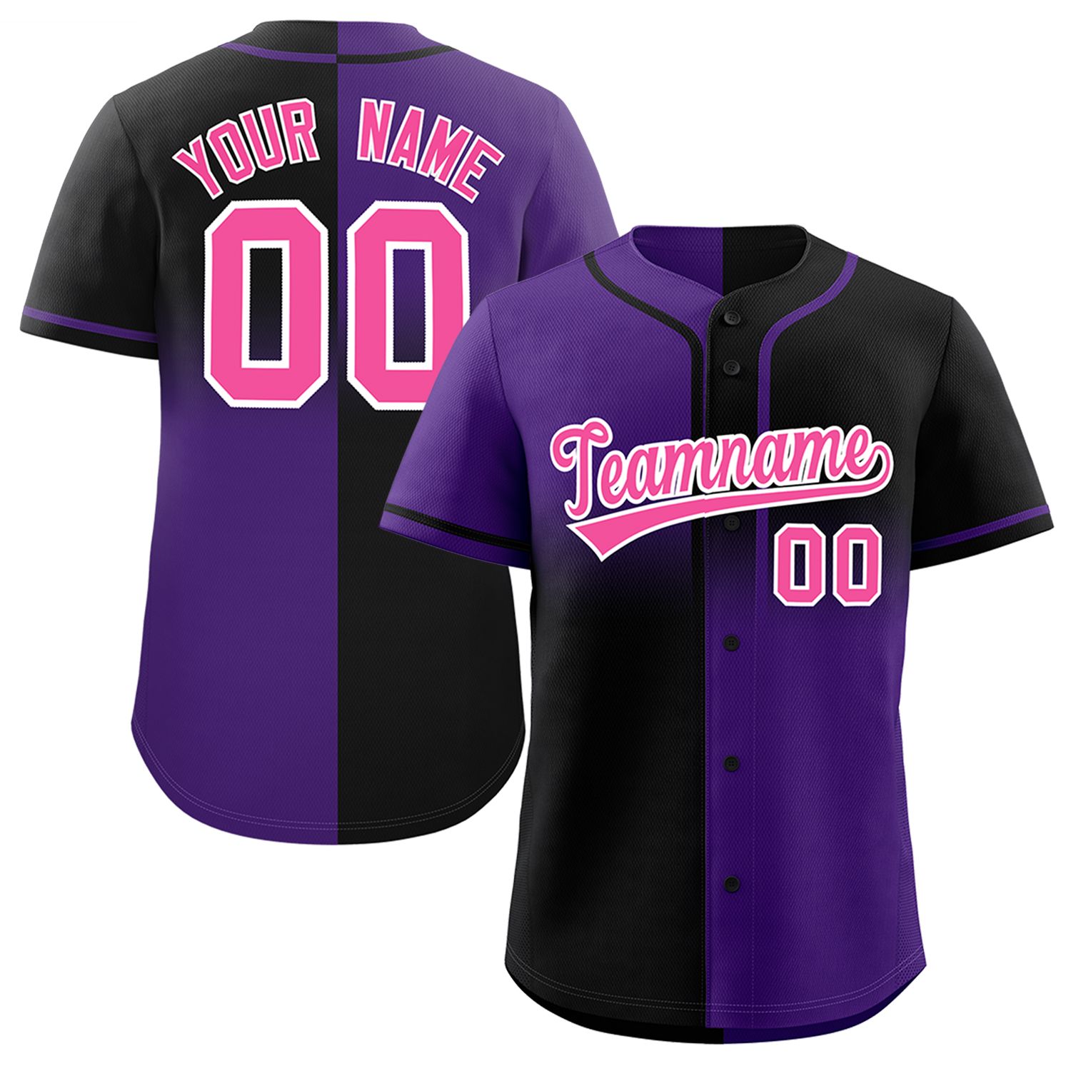 Custom Black Purple Personalized Symmetrical Gradient Design Authentic Baseball Jersey