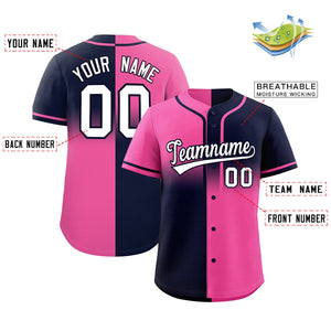 Custom Navy Pink Personalized Symmetrical Gradient Design Authentic Baseball Jersey