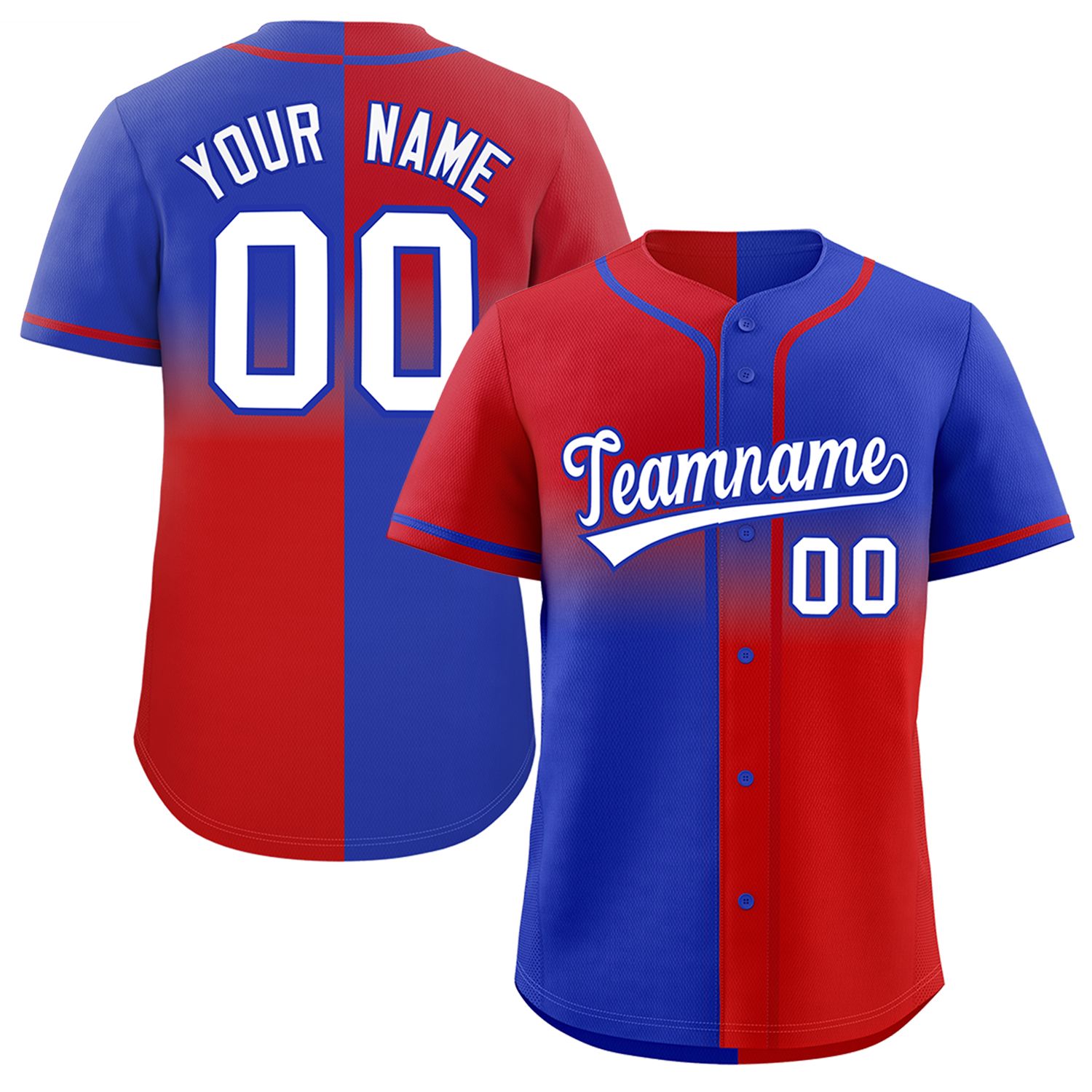 Custom Royal Red Personalized Symmetrical Gradient Design Authentic Baseball Jersey