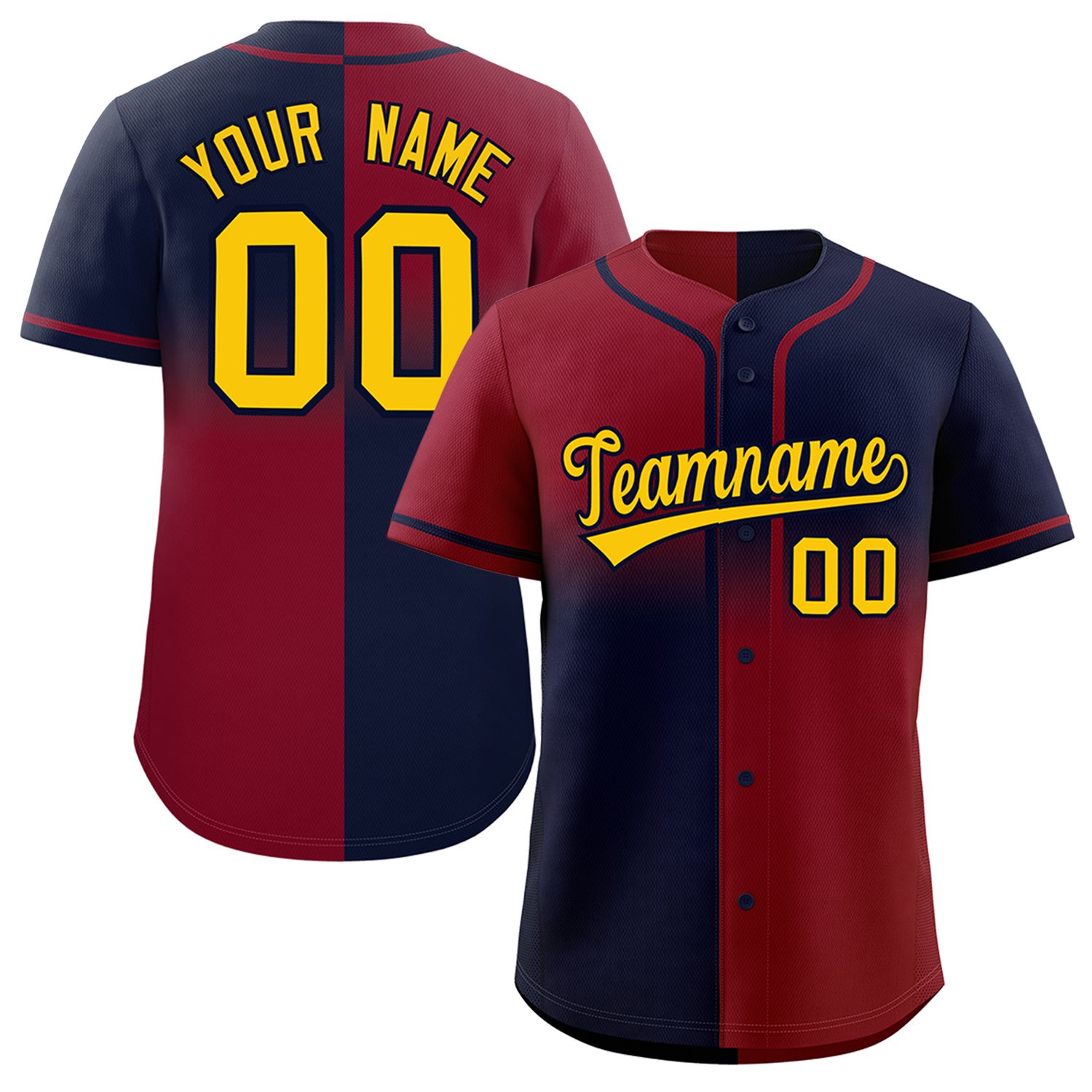 Custom Navy Crimson Personalized Symmetrical Gradient Design Authentic Baseball Jersey