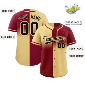 Custom Crimson Khaki Personalized Symmetrical Gradient Design Authentic Baseball Jersey