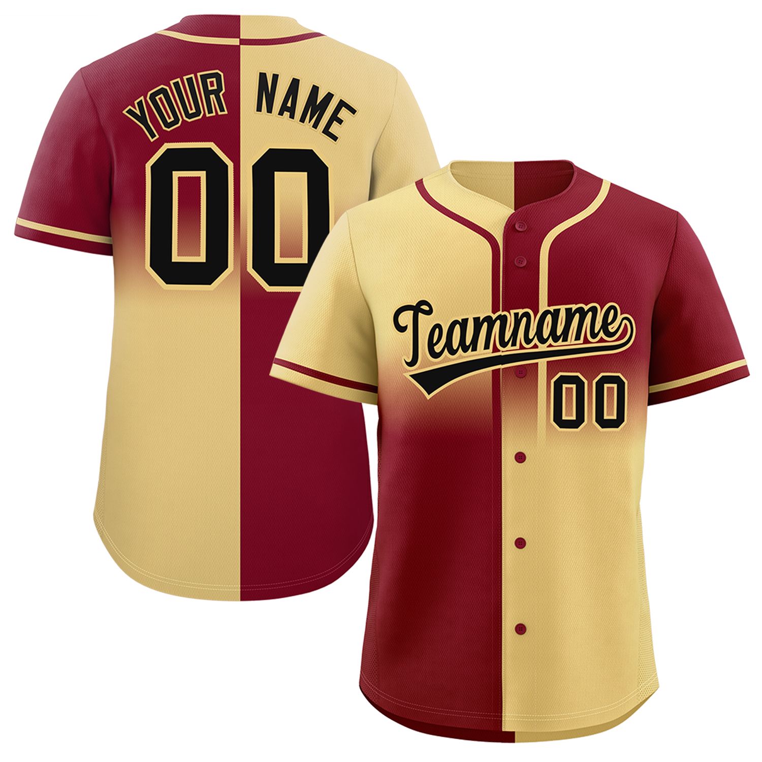 Custom Crimson Khaki Personalized Symmetrical Gradient Design Authentic Baseball Jersey