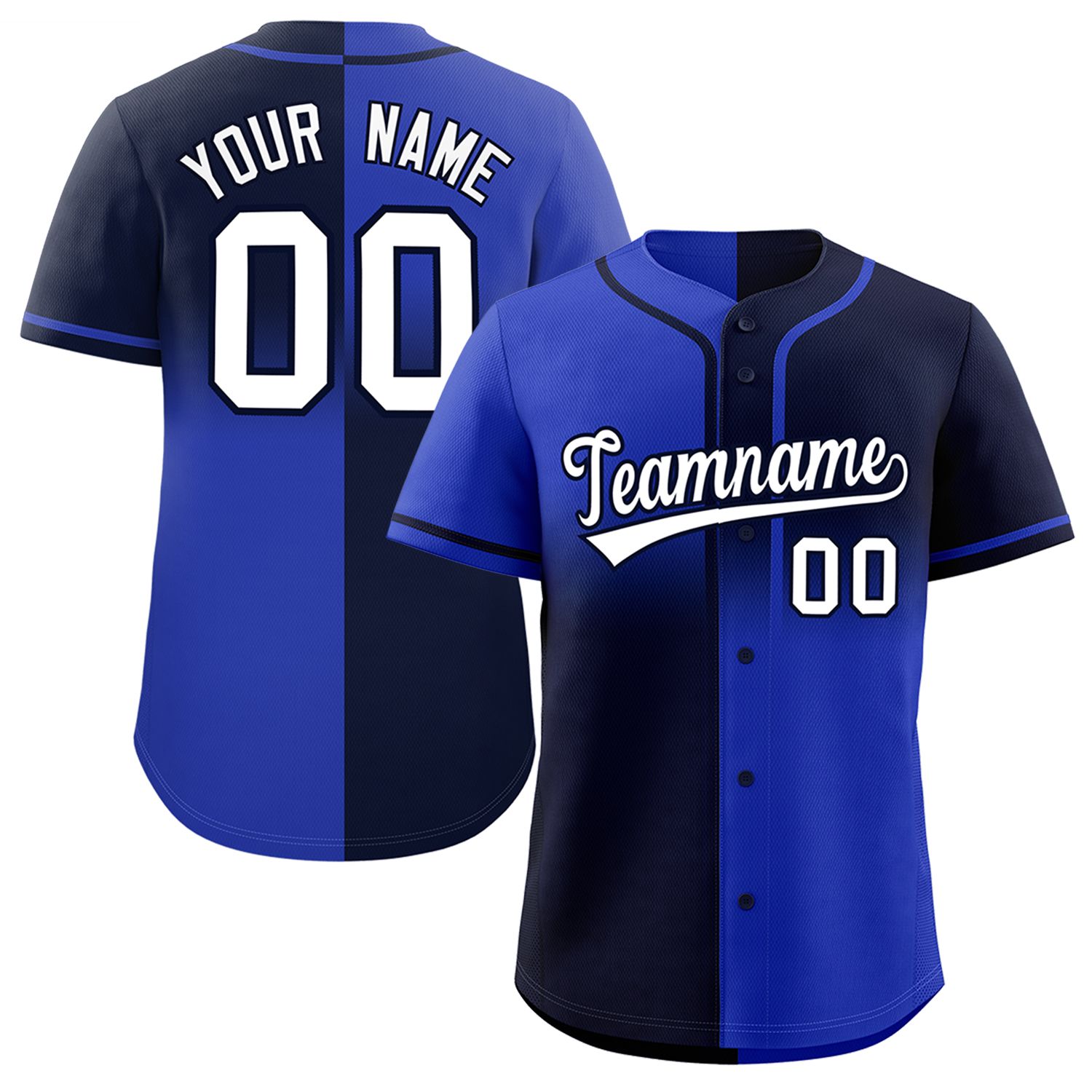 Custom Navy Royal Personalized Symmetrical Gradient Design Authentic Baseball Jersey