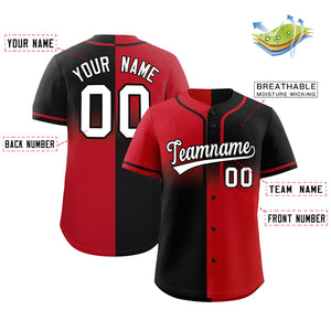 Custom Black Red Personalized Symmetrical Gradient Design Authentic Baseball Jersey