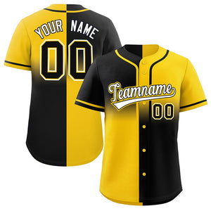 Custom Gold Black Personalized Symmetrical Gradient Design Authentic Baseball Jersey