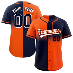 Custom Navy Orange Personalized Symmetrical Gradient Design Authentic Baseball Jersey