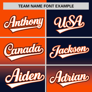 Custom Navy Orange Personalized Symmetrical Gradient Design Authentic Baseball Jersey