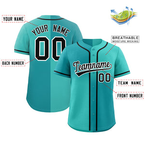 Custom Bright Green Aqua Personalized Symmetrical Gradient Design Authentic Baseball Jersey