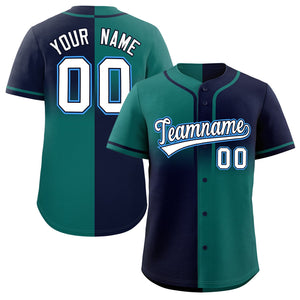 Custom Navy Aqua Personalized Symmetrical Gradient Design Authentic Baseball Jersey