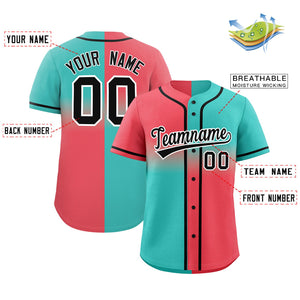 Custom Bright Green Light Red Personalized Symmetrical Gradient Design Authentic Baseball Jersey