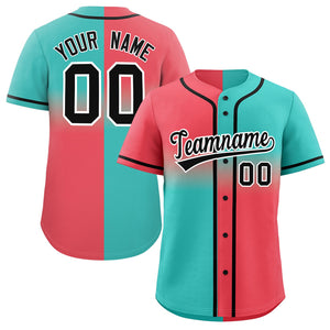 Custom Bright Green Light Red Personalized Symmetrical Gradient Design Authentic Baseball Jersey