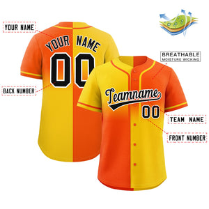 Custom Orange Gold Personalized Symmetrical Gradient Design Authentic Baseball Jersey