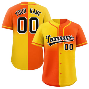 Custom Orange Gold Personalized Symmetrical Gradient Design Authentic Baseball Jersey