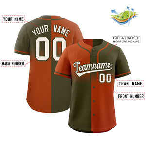 Custom Olive Texas Orange Personalized Symmetrical Gradient Design Authentic Baseball Jersey