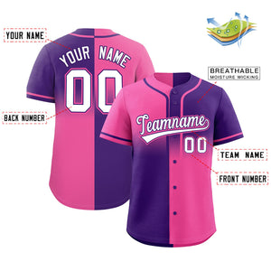 Custom Purple Pink Personalized Symmetrical Gradient Design Authentic Baseball Jersey