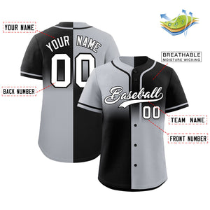 Custom Black Gray Personalized Symmetrical Gradient Design Authentic Baseball Jersey