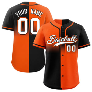 Custom Black Orange Personalized Symmetrical Gradient Design Authentic Baseball Jersey