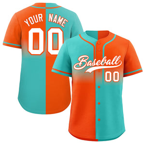 Custom Orange Bright Green Personalized Symmetrical Gradient Design Authentic Baseball Jersey