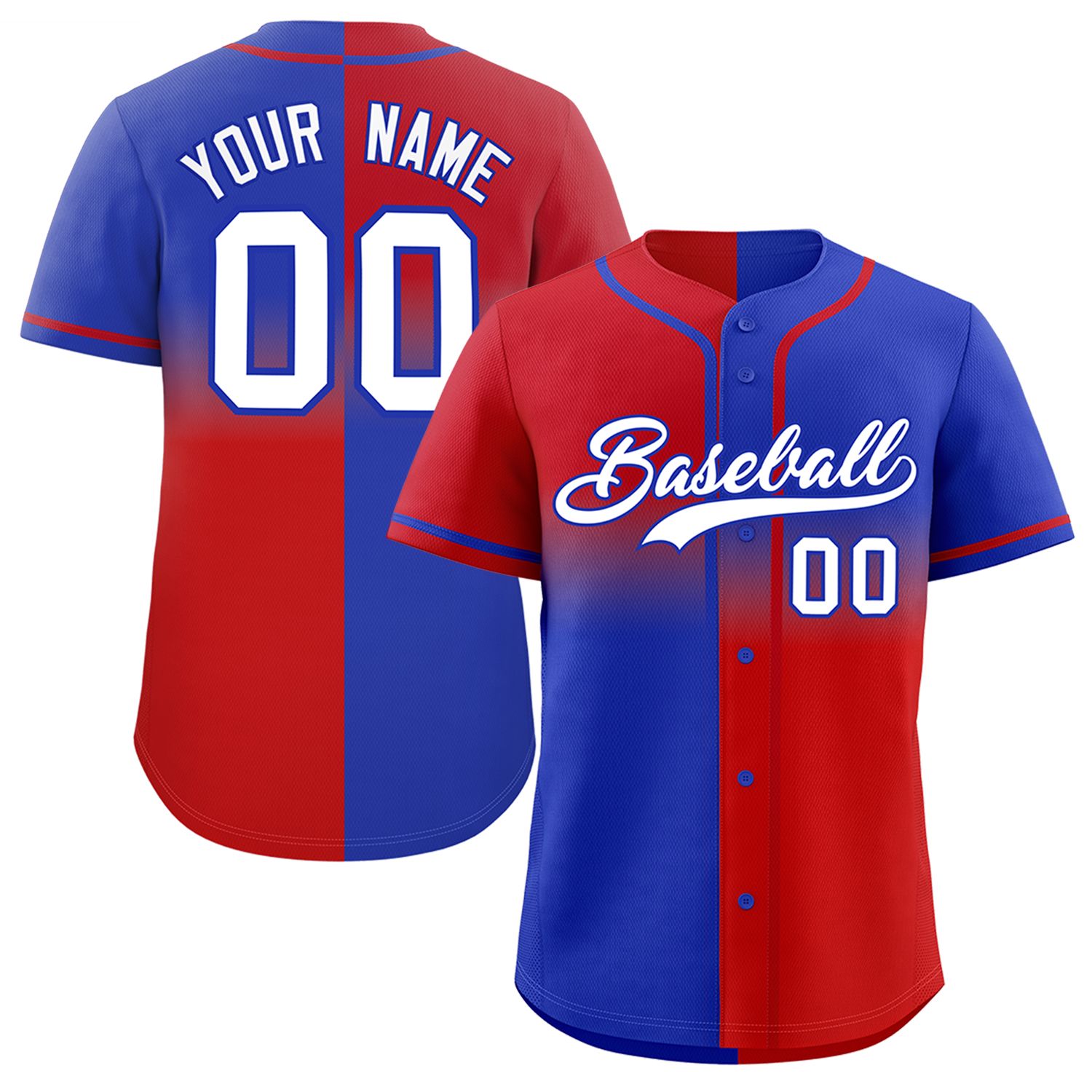 Custom Royal Red Personalized Symmetrical Gradient Design Authentic Baseball Jersey