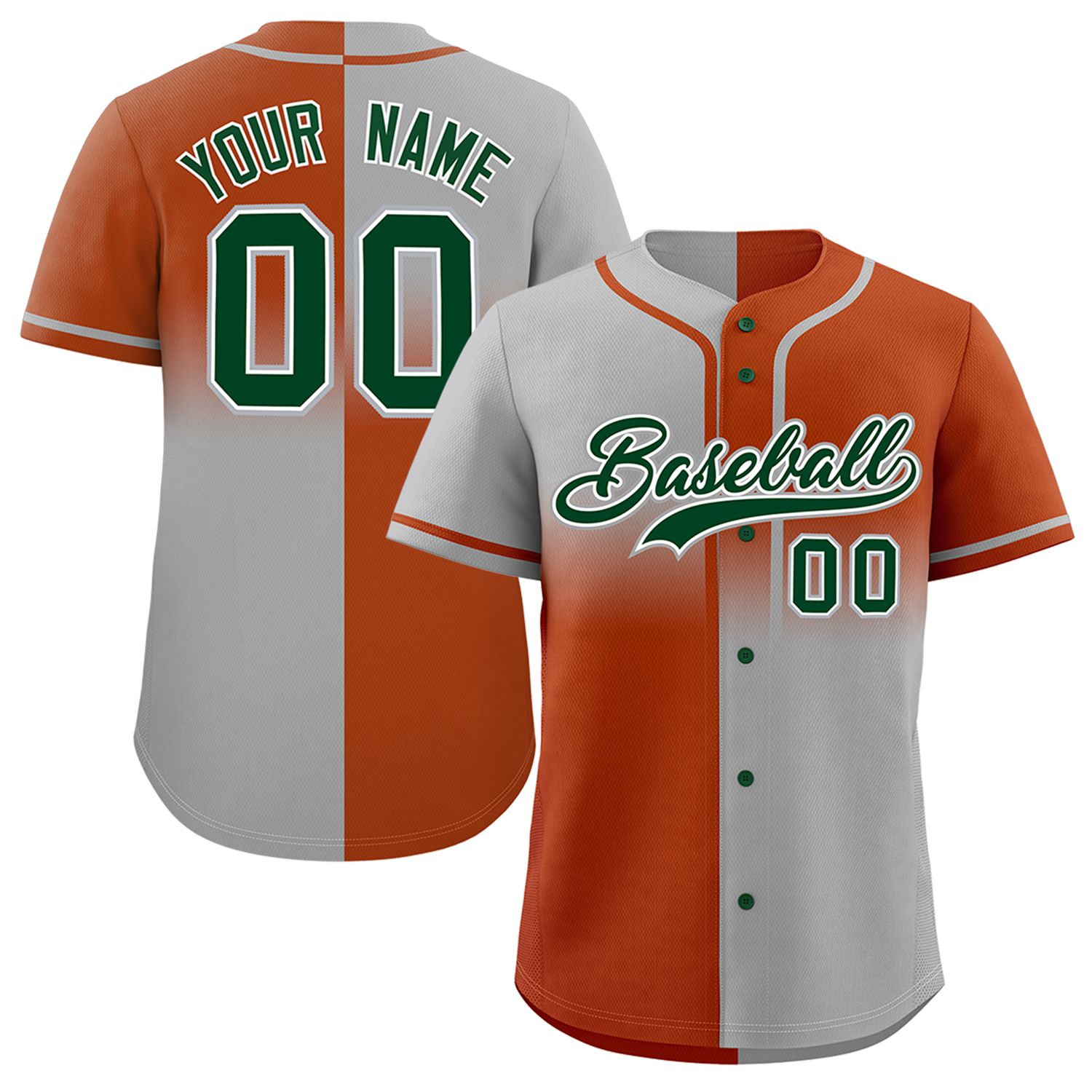 Custom Texas Orange Gray Personalized Symmetrical Gradient Design Authentic Baseball Jersey