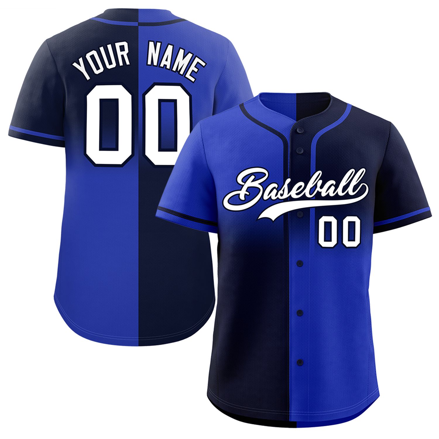 Custom Navy Royal Personalized Symmetrical Gradient Design Authentic Baseball Jersey