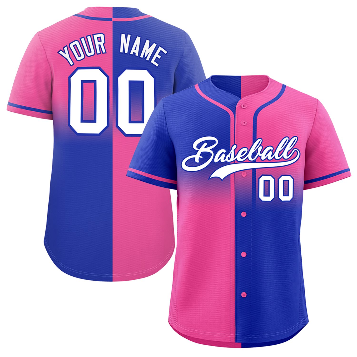 Custom Pink Royal Personalized Symmetrical Gradient Design Authentic Baseball Jersey