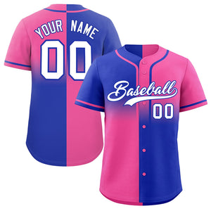 Custom Pink Royal Personalized Symmetrical Gradient Design Authentic Baseball Jersey