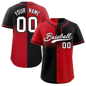 Custom Black Red Personalized Symmetrical Gradient Design Authentic Baseball Jersey