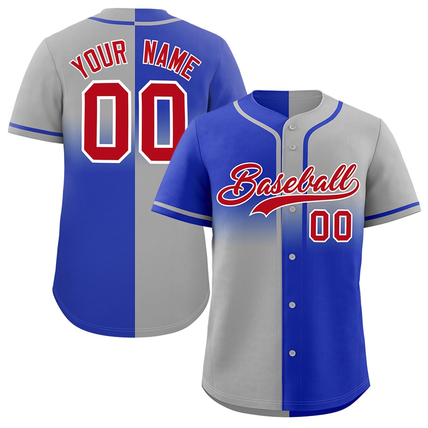 Custom Gray Royal Personalized Symmetrical Gradient Design Authentic Baseball Jersey