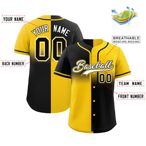 Custom Gold Black Personalized Symmetrical Gradient Design Authentic Baseball Jersey