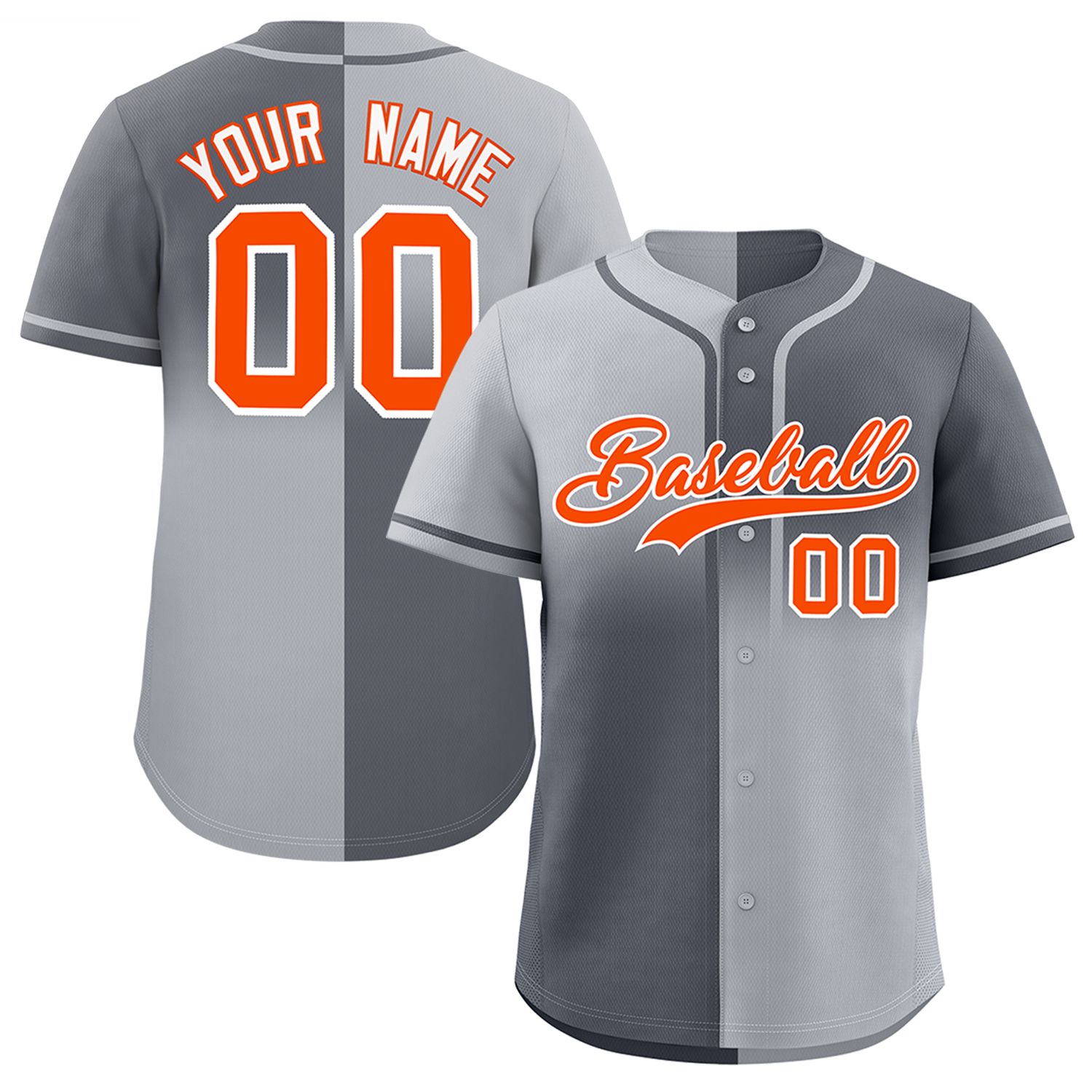 Custom Dark Gray Gray Personalized Symmetrical Gradient Design Authentic Baseball Jersey