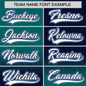 Custom Navy Aqua Personalized Symmetrical Gradient Design Authentic Baseball Jersey