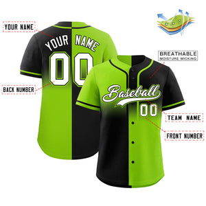 Custom Black Neon Green Personalized Symmetrical Gradient Design Authentic Baseball Jersey