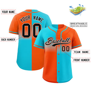 Custom Orange Sky Blue Personalized Symmetrical Gradient Design Authentic Baseball Jersey