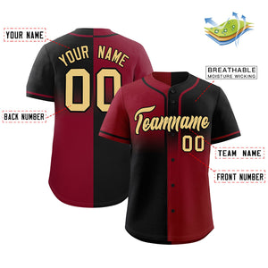 Custom Black Crimson Personalized Symmetrical Gradient Design Authentic Baseball Jersey