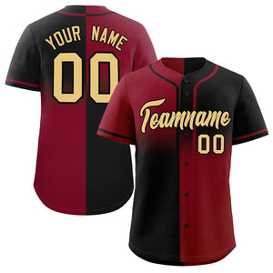 Custom Black Crimson Personalized Symmetrical Gradient Design Authentic Baseball Jersey