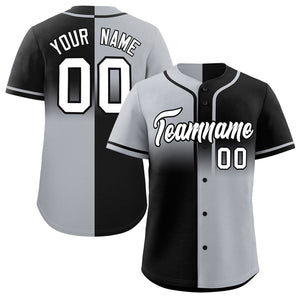 Custom Black Gray Personalized Symmetrical Gradient Design Authentic Baseball Jersey