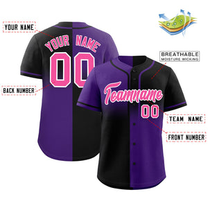 Custom Black Purple Personalized Symmetrical Gradient Design Authentic Baseball Jersey